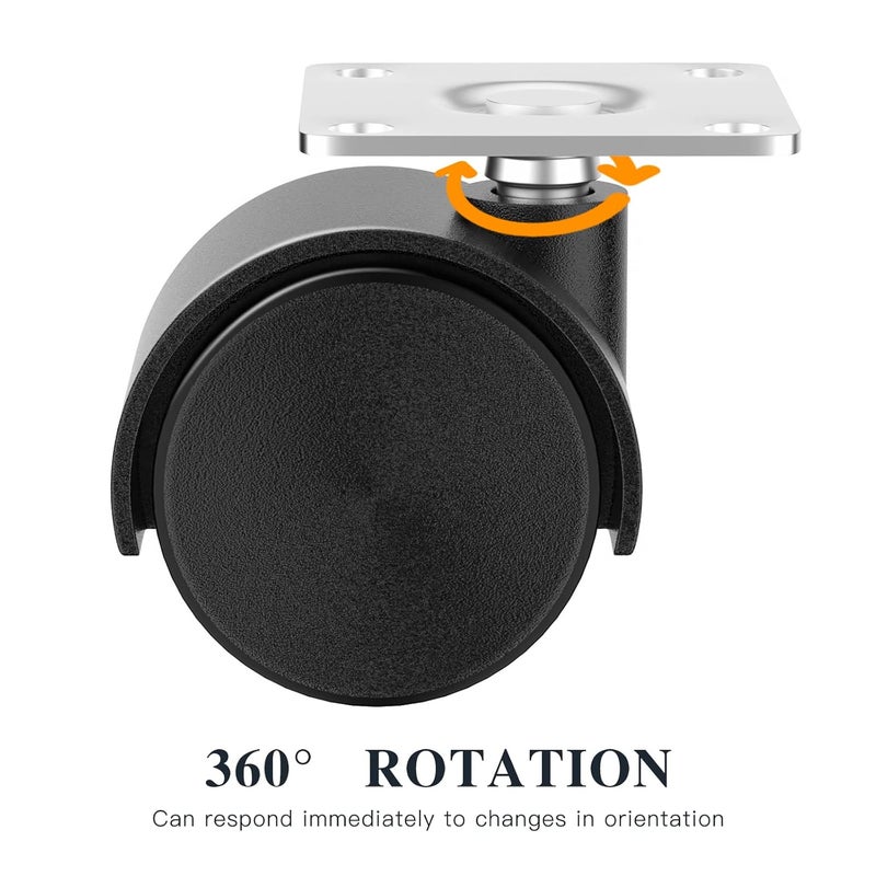 ANDUTEES 1.5 Inch Furniture Caster Wheels, Plastic Casters Set of 4, Plate Swivel Nylon Small Casters for Carts, Furniture, Baby Bed, Kitchen, Cabinet, Table (with Stainless Steel Screws) - Image 3